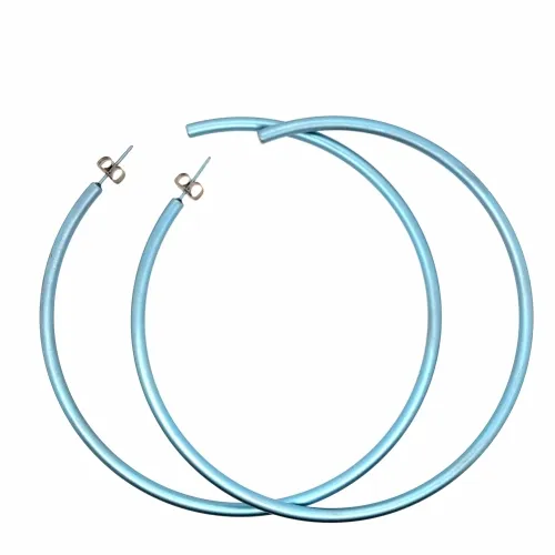 Extra Large Light Blue Round Hoop Earrings